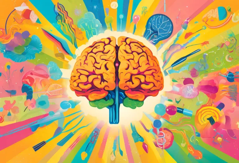 mózg na kolorowym tle - obrazek do wpisu 3 najlepsze suplementy na naturalny wzrost dopaminy
