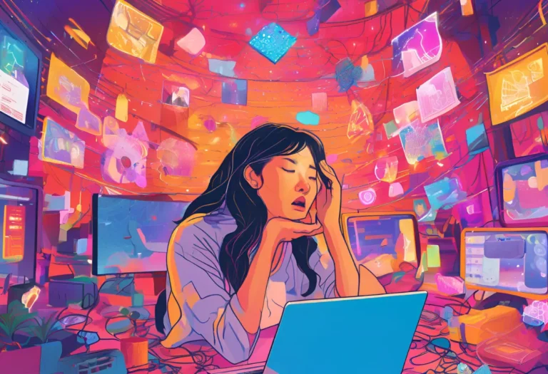 zmęczona dziewczyna przed komputerem - obrazek do wpisu 10 objawów ADHD