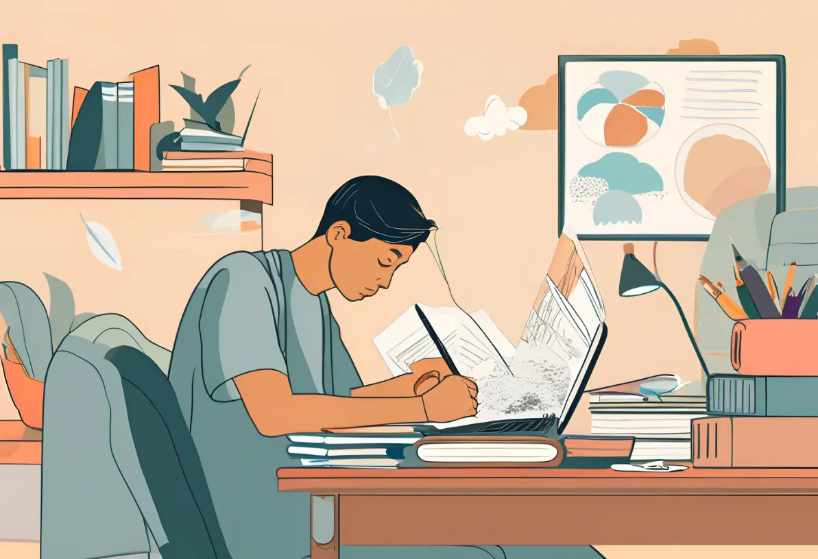 chłopak pracujący przy biurku - obrazek do wpisu 3 sposoby na zwiększenie koncentracji